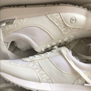 Michael Kors Women's White Mixed-Material Runner Sneakers